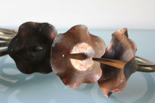 Large Arts & Crafts hammered brass copper wall candle holder. 7