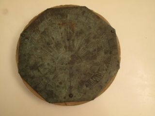 Antique F.  H.  Grey Sundial Bronze Mounted On Old Mill Stone,  1905,  Table Top