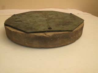 ANTIQUE F.  H.  GREY SUNDIAL BRONZE MOUNTED ON OLD MILL STONE,  1905,  TABLE TOP 5