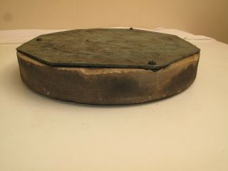 ANTIQUE F.  H.  GREY SUNDIAL BRONZE MOUNTED ON OLD MILL STONE,  1905,  TABLE TOP 6