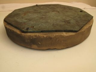 ANTIQUE F.  H.  GREY SUNDIAL BRONZE MOUNTED ON OLD MILL STONE,  1905,  TABLE TOP 8