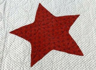 Patriotic Red 1909 Kaleidoscope STARS Antique Quilt Signed Jennie Boyds 3