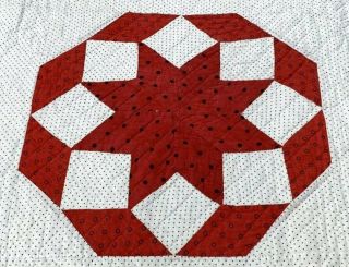 Patriotic Red 1909 Kaleidoscope STARS Antique Quilt Signed Jennie Boyds 5