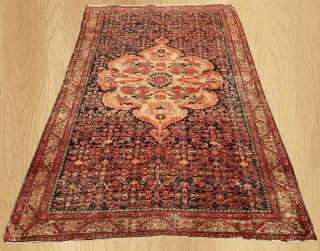 Distressed Antique Hand Knotted Persian Bakhtiar Wool Area Rug 6 X 4 Ft (7011)