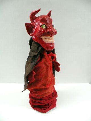 Antique Vintage Handmade Punch And Judy Mr.  Devil Paper Mache Hand Puppet 7