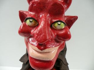 Antique Vintage Handmade Punch And Judy Mr.  Devil Paper Mache Hand Puppet 8