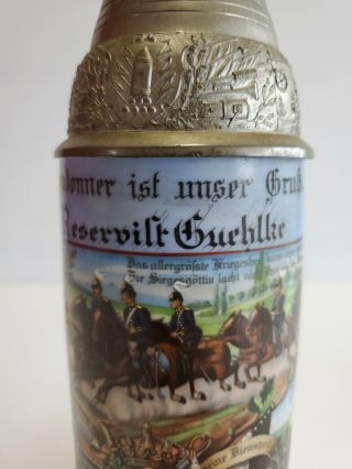 German antique beer stein 1.  Battr.  3.  Garde Feld Art.  Rgt.  Berlin 1907 - 09 5