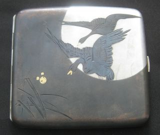 Japanese Cigarette Case Box By Hogen - Swans And Moon