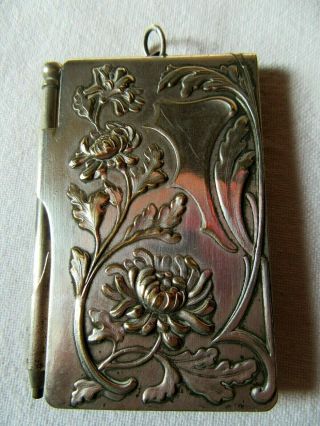 SO CUTE FRENCH ANTIQUE ART NOUVEAU DANCE CARD PENDANT NOTE BOOK EARLY XX th. 2