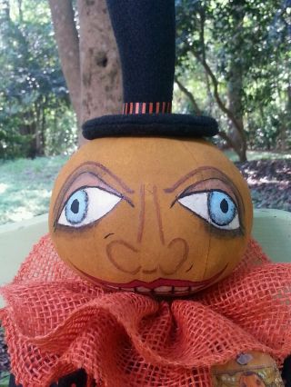 Primitive Folk Art Halloween Man in the Moon Shelf Sitter Doll 3