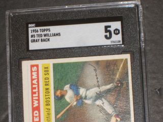 1956 Topps TED WILLIAMS Baseball Card 5 SGC 5 EX Boston Red Sox Vintage Trading 2