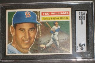 1956 Topps TED WILLIAMS Baseball Card 5 SGC 5 EX Boston Red Sox Vintage Trading 3