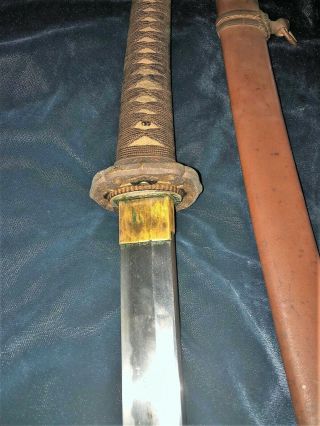 Antique JAPANESE OFFICER ' S SAMURAI SWORD Signed 3