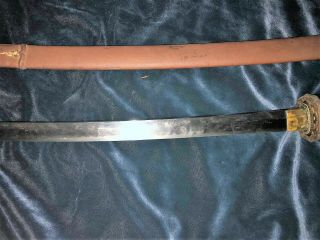 Antique JAPANESE OFFICER ' S SAMURAI SWORD Signed 5