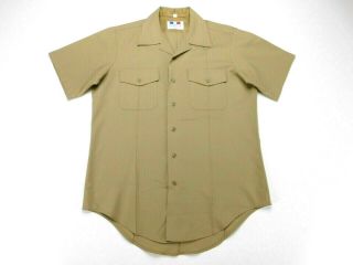 Flying Cross Us Navy Khaki Military Short Sleeve Dress Shirt M Medium Long
