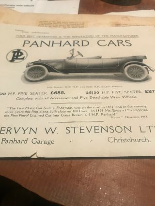 Vintage Car Dealer Brochure Panhard & levassor.  1913 10