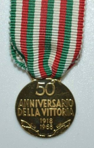 18K Gold Medal WWI Italy 50th Anniv 1918 - 1968 Anniversario della Vittoria M2 6
