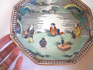 Octagonal Famille Verte Dish,  Kangxi Period (1662 - 1722) - Scholars in Landscape 9