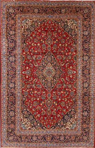 Vintage Traditional Floral Persian Hand - Knotted Wool Oriental Red 8x13 Area Rugs