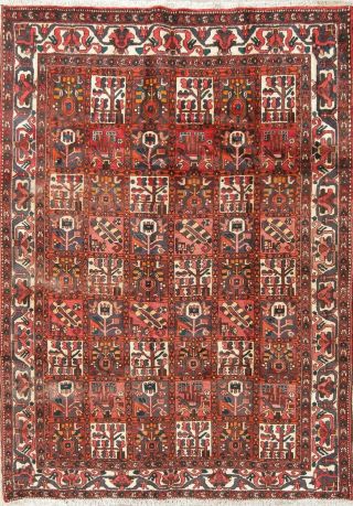 Vintage Garden Design Bakhtiari Persian Oriental Hand - Knotted 7x10 Wool Area Rug