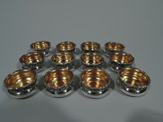 Webster Open Salts - 12 Antique Art Nouveau Bowls - American Sterling Silver