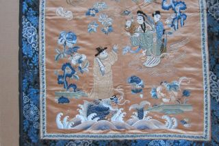 Large 19th century Chinese embroidery of Scholar and child 2