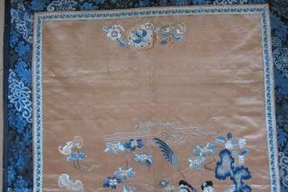 Large 19th century Chinese embroidery of Scholar and child 4