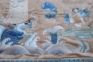 Large 19th century Chinese embroidery of Scholar and child 8