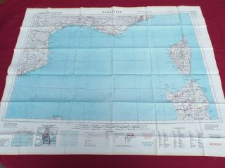 Cold War Period Raf " Silk " Escape And Evasion Map Of Marseille & Tunis 1953