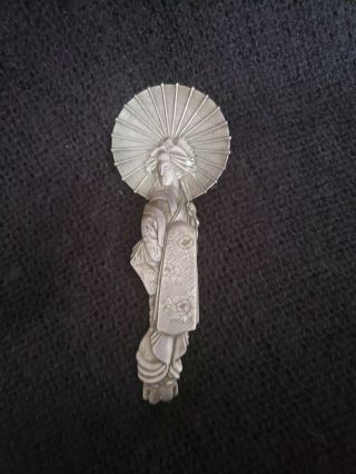 Rare Japanese Samurai Shokai Yokowama Sterling Silver Geisha Spoon