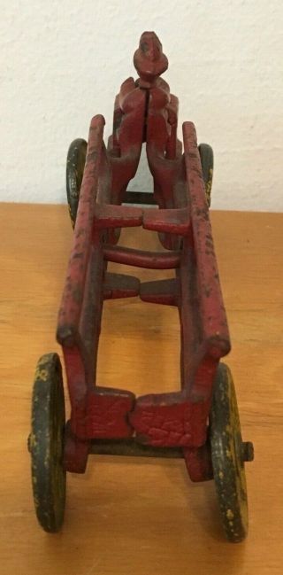 Antique Vintage Cast Iron Fire Engine Ladder Truck Toy Fixed Driver 7