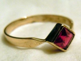 Faberge Antique Imperial Russian Gold Ring With Ruby Stone,  56 Gold.