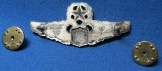 Korean War Sterling USAF Command Pilot 2 Inch Wings Badge by Meyer 2