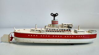 Vintage Arnold Tin Ship Wind Up Clockwork Ocean Liner Boat Germany