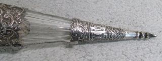 AUTHENTIC CIRCA 1870 ' s SILVER & CRYSTAL RARE POTION OR COLOGNE FLASK 4