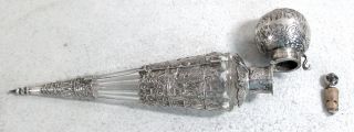 AUTHENTIC CIRCA 1870 ' s SILVER & CRYSTAL RARE POTION OR COLOGNE FLASK 5