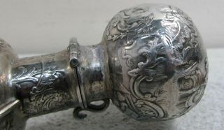 AUTHENTIC CIRCA 1870 ' s SILVER & CRYSTAL RARE POTION OR COLOGNE FLASK 6