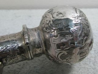 AUTHENTIC CIRCA 1870 ' s SILVER & CRYSTAL RARE POTION OR COLOGNE FLASK 7