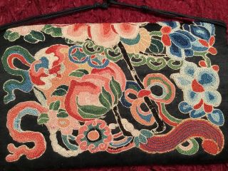 ANTIQUE 19th QI ' ING CHINESE EMBROIDERED SILK PURSE TASSEL POUCH BAG EMBROIDERY 7