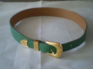 Rare Vintage Authentic Hermes Green Leather Belt France
