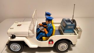 Rare 1950s Nomura Toys T.  N Police Jeep No.  3 Big Size 14 " Japan Vintage.