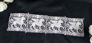 Handmade 19thc Brussels Lace Ruban Table Underlay Gothic Dragon Chimaera Rare