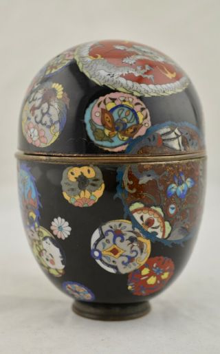 Meiji Period Japanese Cloisonné Enamelled Floral,  Bird & Dragon Medallion Box