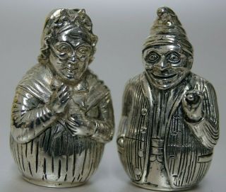 Mr Punch & Judy Salt & Pepper Pots - Silver Plated - L@@k