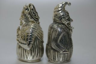 MR PUNCH & JUDY SALT & PEPPER POTS - SILVER PLATED - L@@K 3