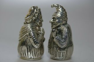 MR PUNCH & JUDY SALT & PEPPER POTS - SILVER PLATED - L@@K 6