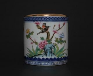 Perfect Antique Chinese Porcelain Famille - Rose Brush Pot Qianlong Mark