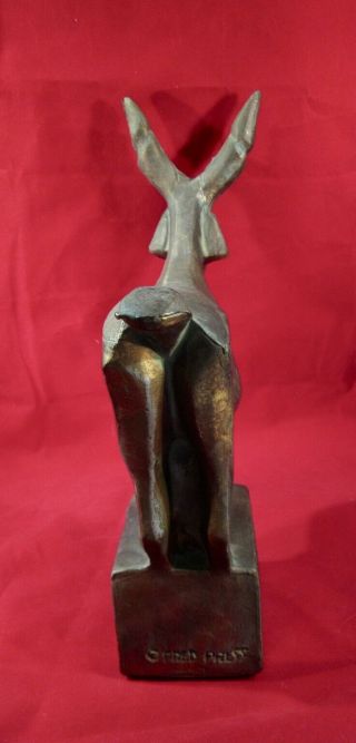 Vintage Fred Press Zodiac Mid Century Modern Metal Sculpture Capricorn Sea Goat 4