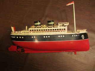 1920s 50s Arnold Toys Of Germany Tin Wind Up 12 " Ocean Liner Ship Toy