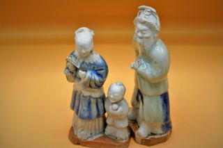 18th Century - Fine RARE Antique,  CHINESE Porcelain PAIR Man Woman Child FIGURES 3